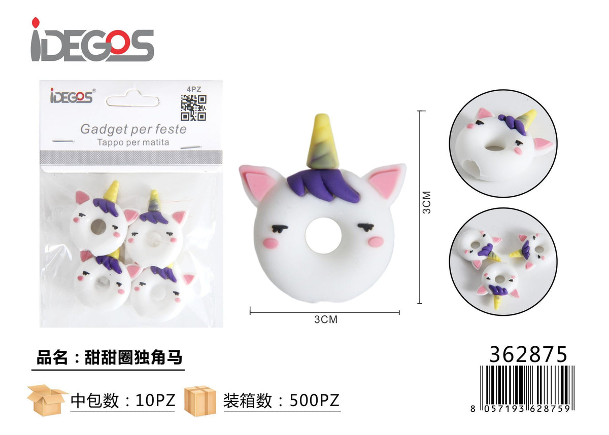 Tappo decorativo per matita Unicorno e ciambella