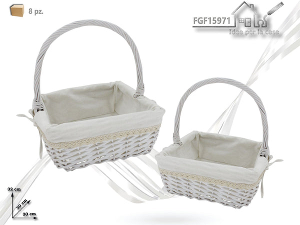 Set cesti ratan c/tess. quad. bianchi