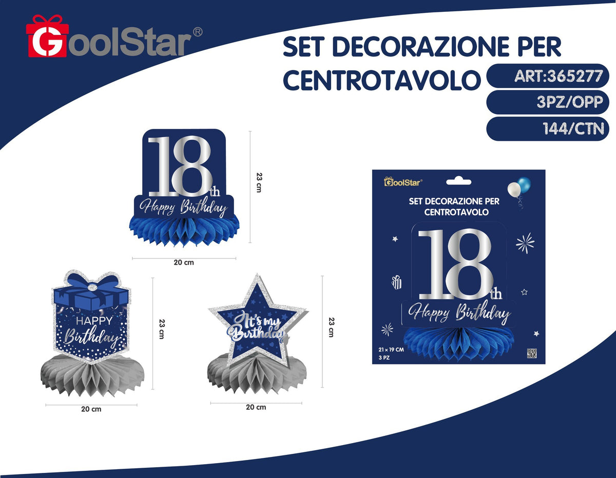 Set decorazione per centro tavola, 18 anni