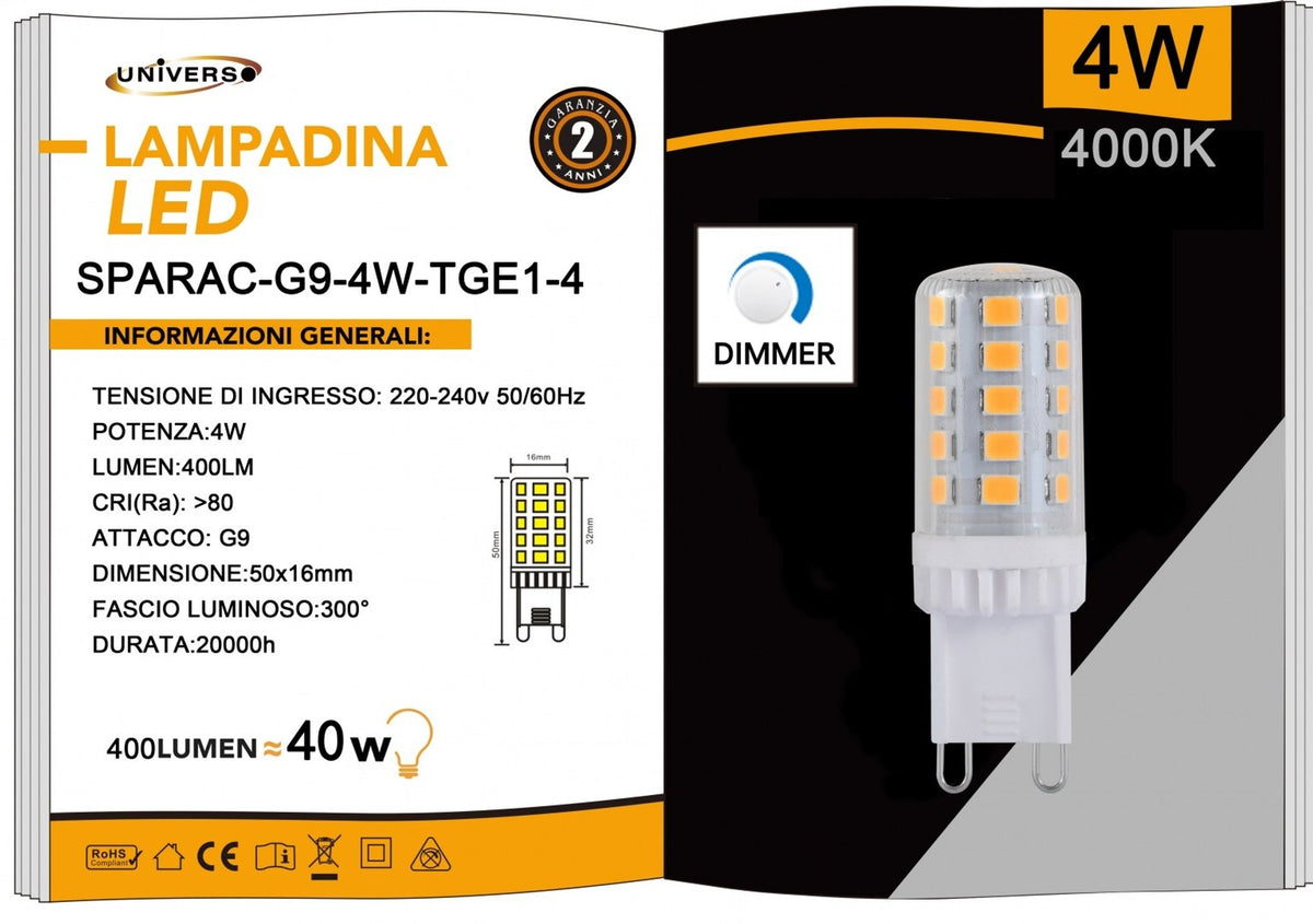 Lampadina LED G9 Universo – SPARAC-G9-4W-TGE1-4