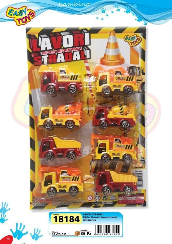 Set 8 mezzi per lavori stradali giocattolo EA18184