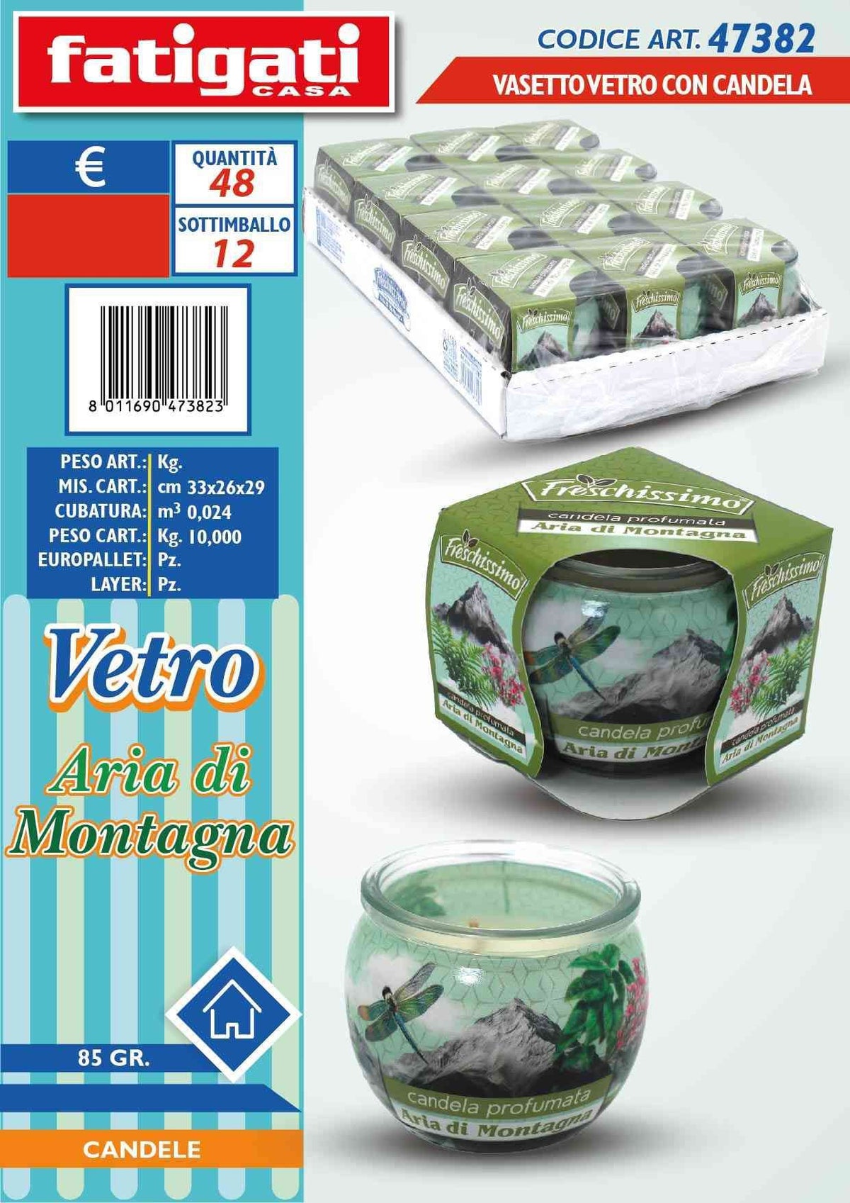 Vasetto vetro c/candela aria di mon