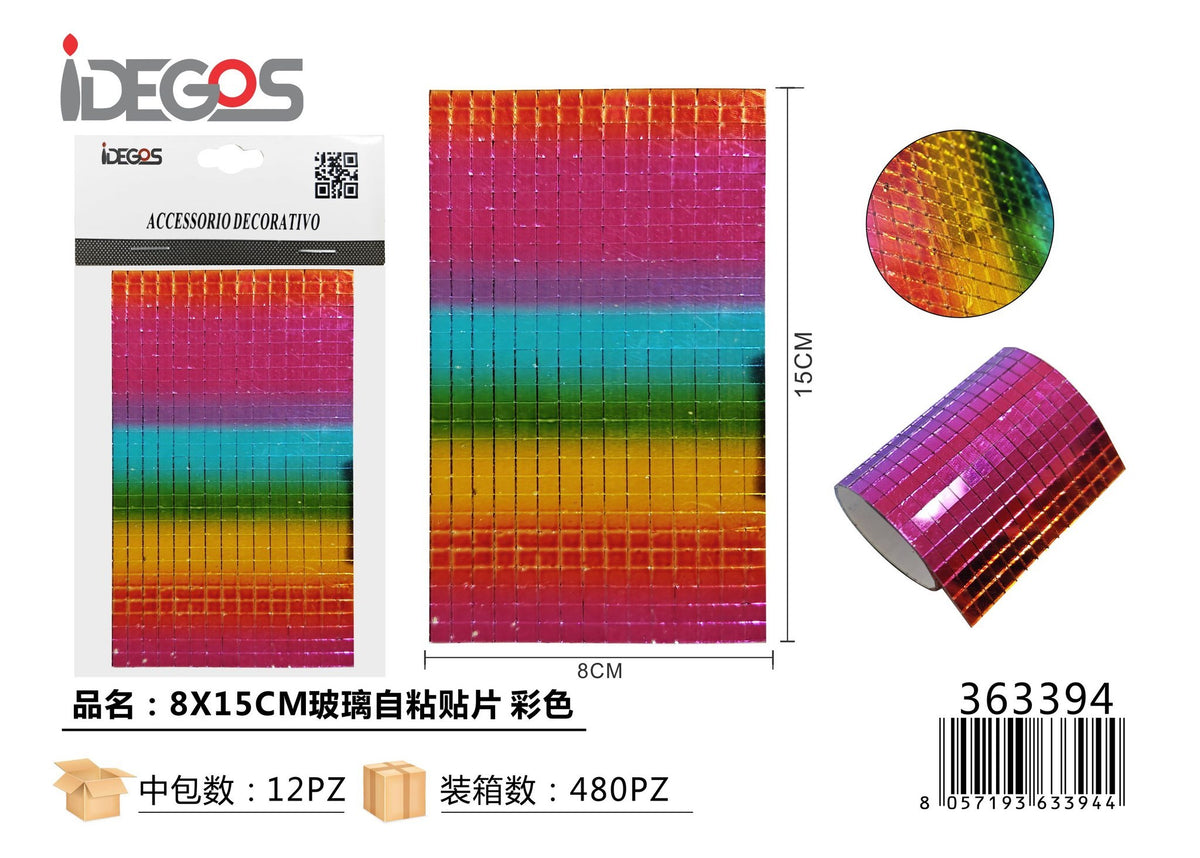 Foglio decorativo autoadesivo multicolore, 8 x 15 cm