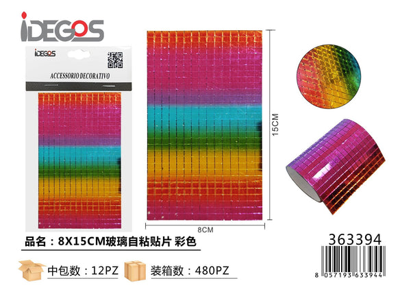 Foglio decorativo autoadesivo multicolore, 8 x 15 cm