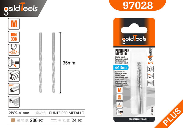 Punte elicoidali per metallo GoldTools