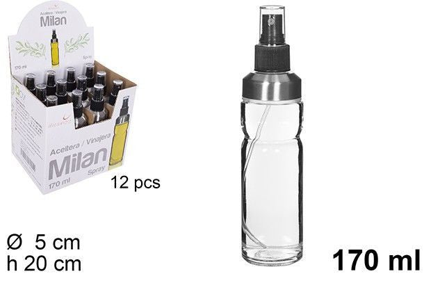 Oliera tonda in vetro Milan con tappo a spruzzo 170 ml