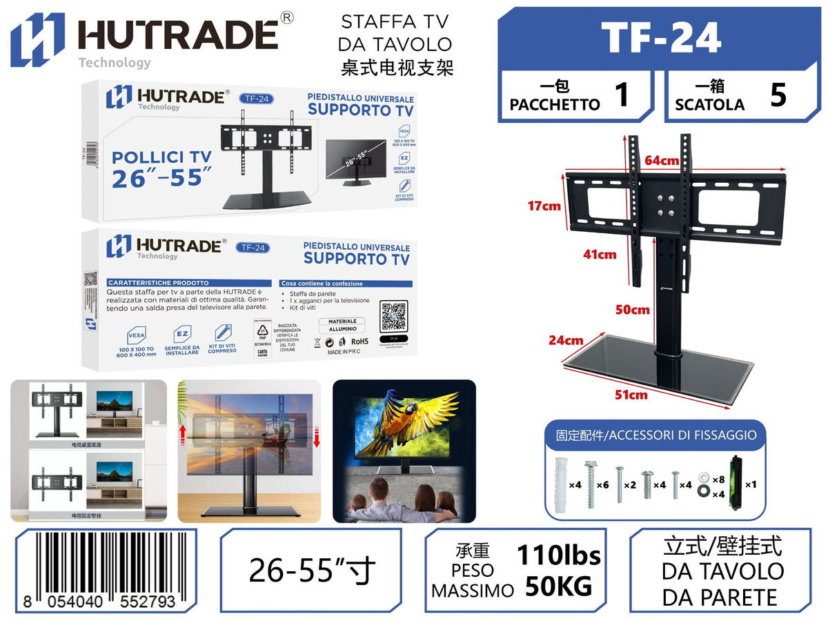 TF-24 STAFFA TV DA TAVOLO 26-55 POLLICI 50KG