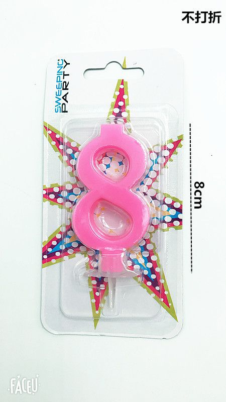Candelina 9 cm Nr. 8 Colore Rosa