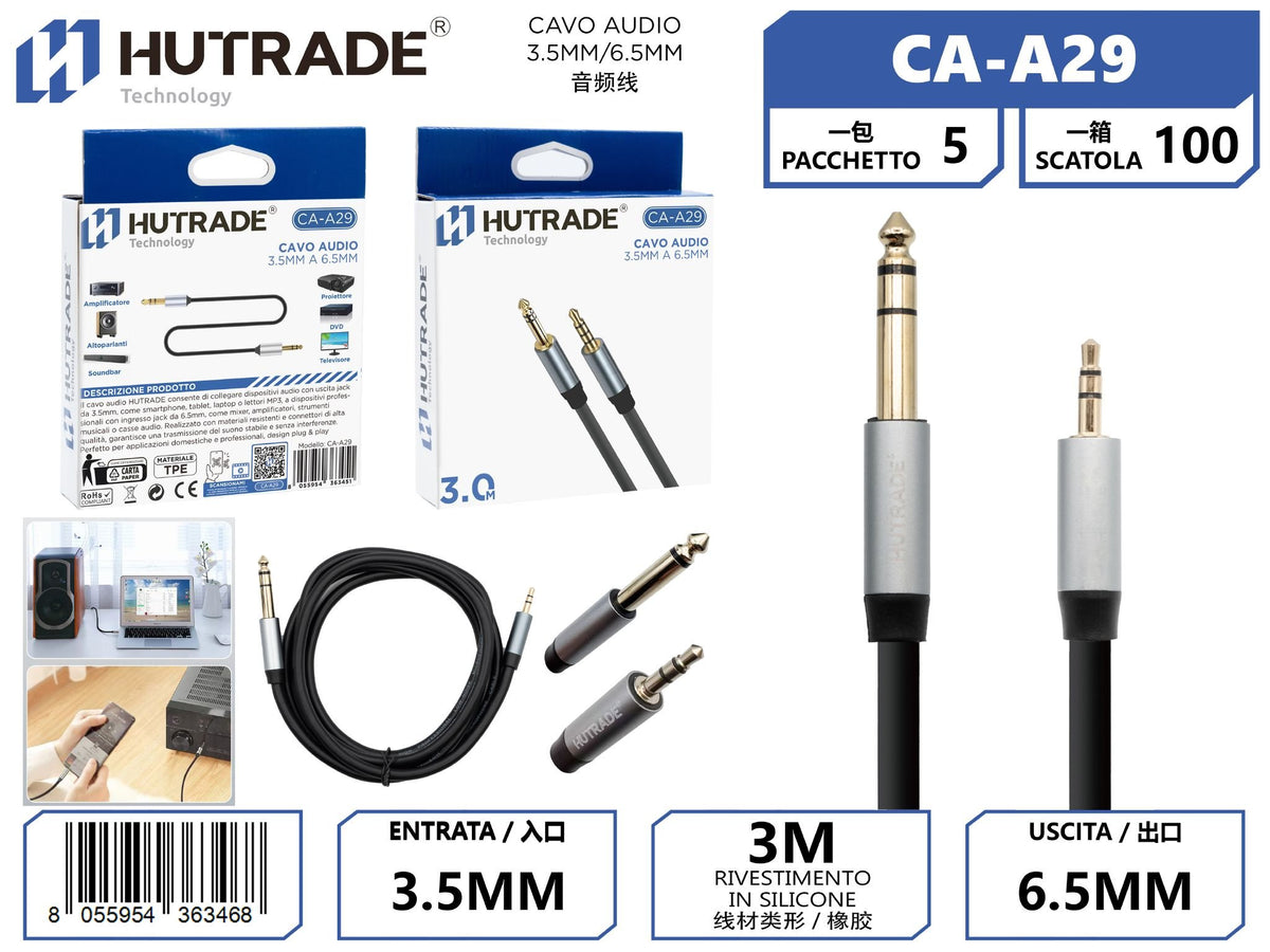 CA-A29 CAVO AUDIO DA 3.5MM A 6.5MM 3 METRI
