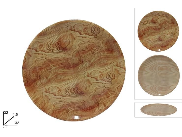 PIATTO TONDO FANTASIA LEGNO DIAM. 32 cm 2COL HX-3201/WD