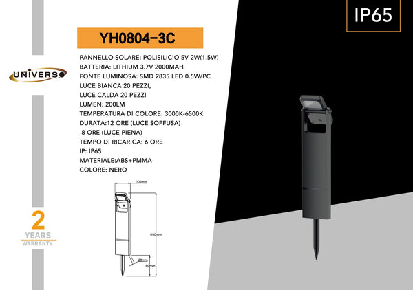 Faretto Da Terra Solare Universo – YH0804-3C