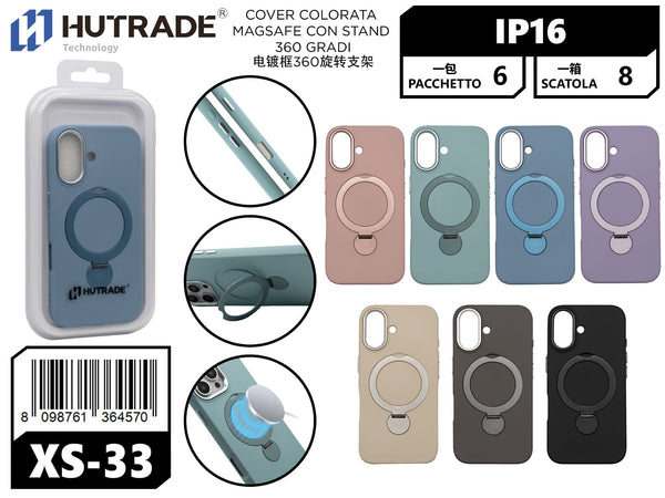 XS-33 COVER COLORATA MAGSAFE CON STAND 360 GRADI IP16