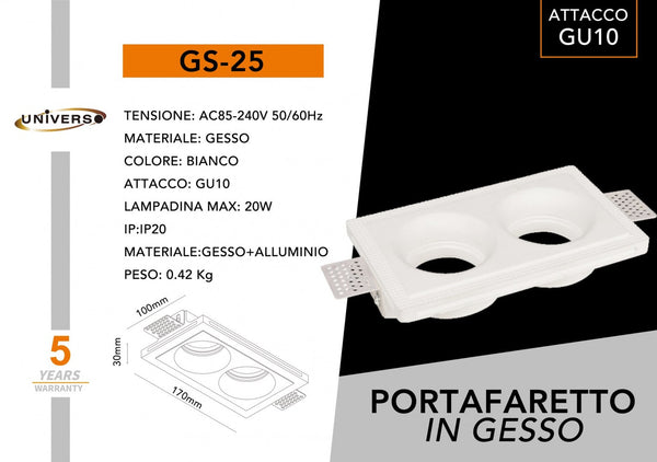 Porta Faretto In Gesso Universo – GS-25