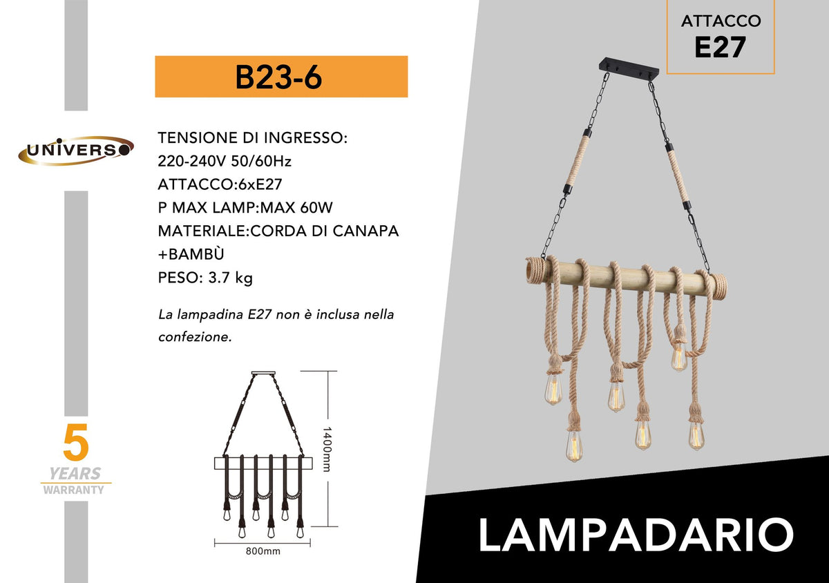 Lampadario Da Soffitto Universo – B23-6