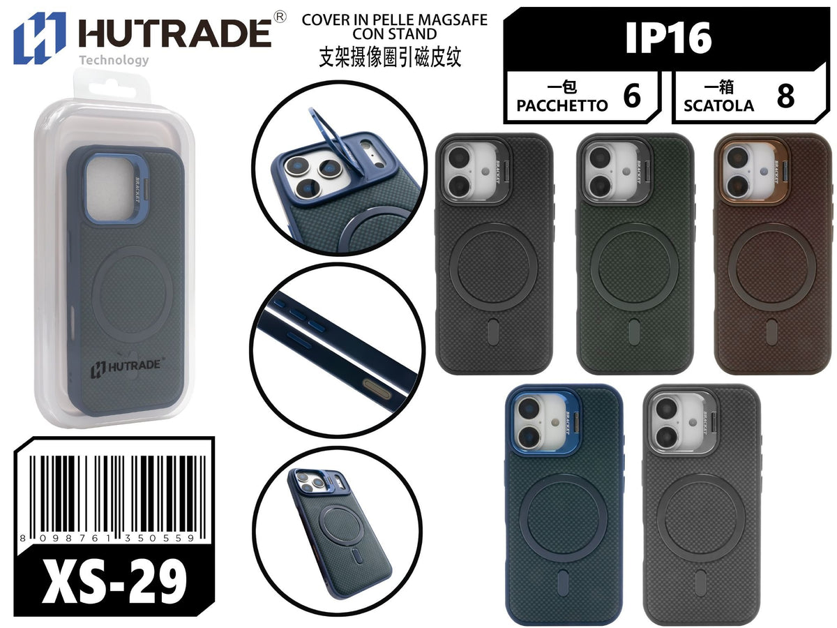 XS-29 COVER IN PELLE MAGSAFE CON STAND IP16