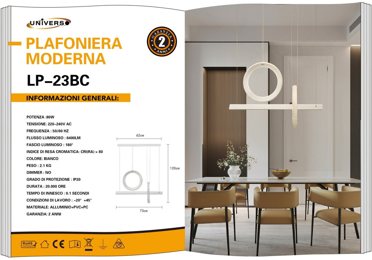 Lampadario Da Soffitto Bianco Universo – LP-23BC