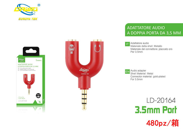 Adattatore audio F323, 3,5 mm, colori assortiti