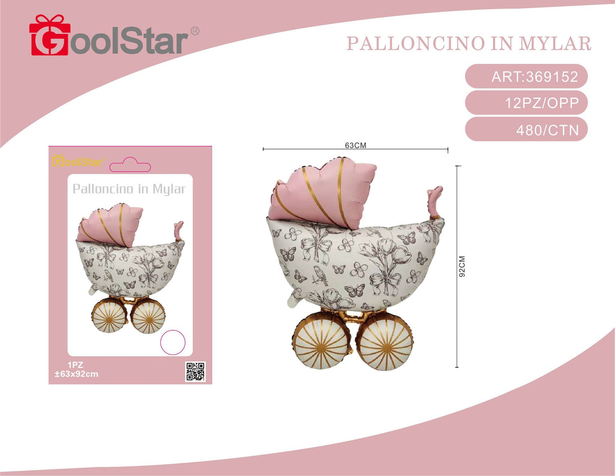 Palloncino foil Carrozzina, 63 x 92 cm