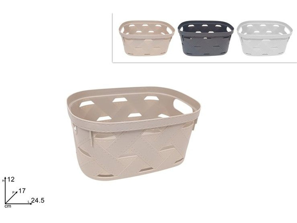 Cestino rettangolare plastica 24,5 × 17 × 12 cm 3 colori