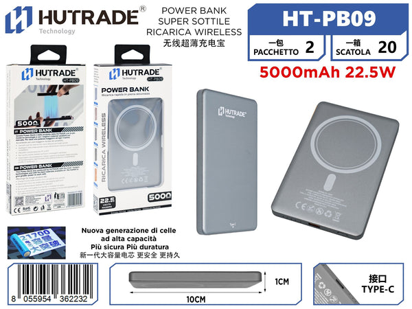 HT-PB09 POWER BANK SUPER SOTTILE RICARICA WIRELESS