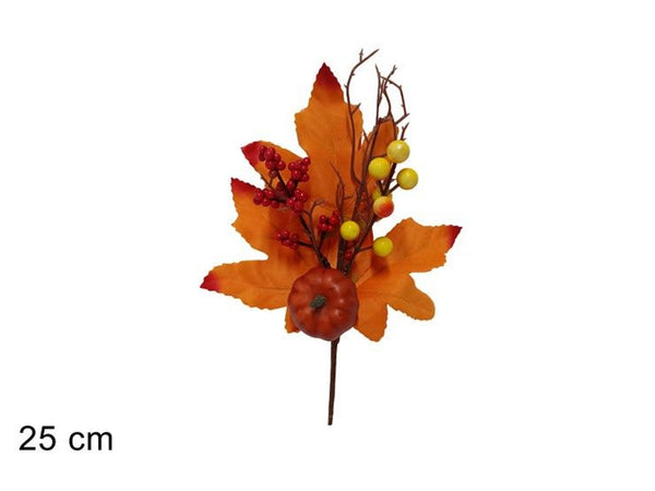 Rametto decorativo autunnale con foglie e zucca,25 cm