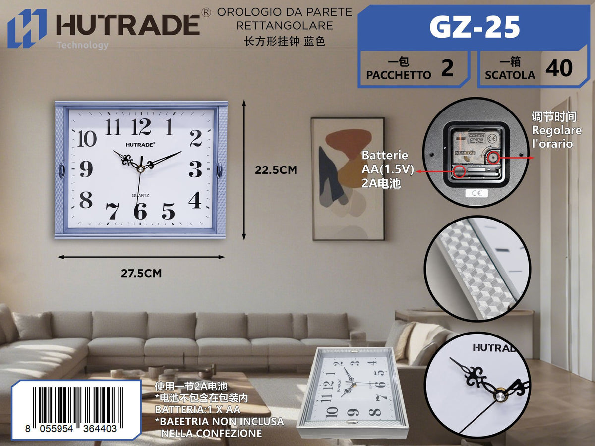 GZ-25 OROLOGIO DA PARETE QUADRANGOLARE
