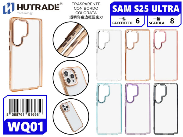 WQ-01 COVER TRASPARENTE CON BORDO COLORATA SAM S25 ULTRA