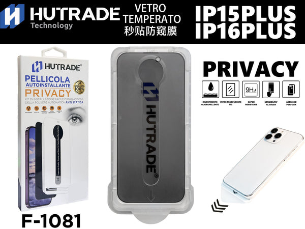 PELLICOLA DI VETRO PRIVACY AUTOINSTALLANTE IP15 PLUS/16 PLUS – F1081 575507
