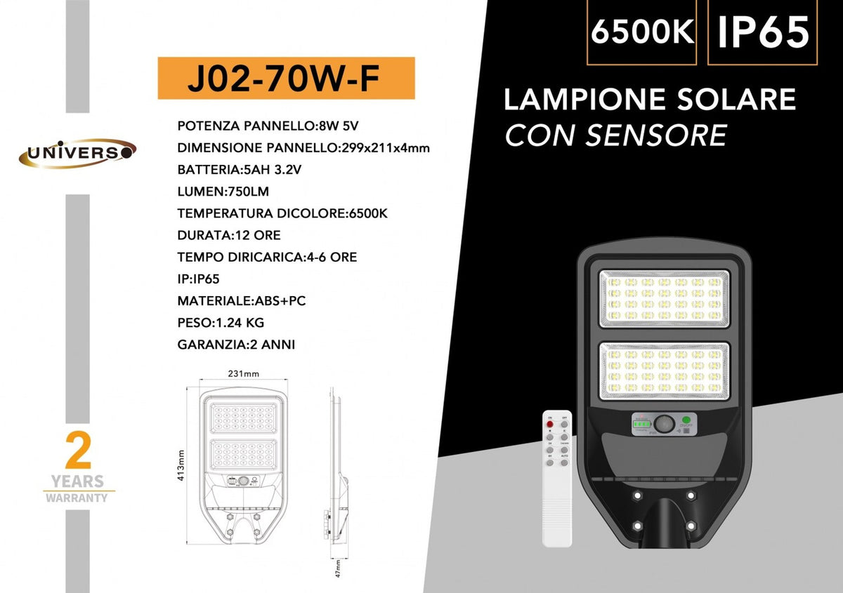 Lampada solare – J02-70W-F