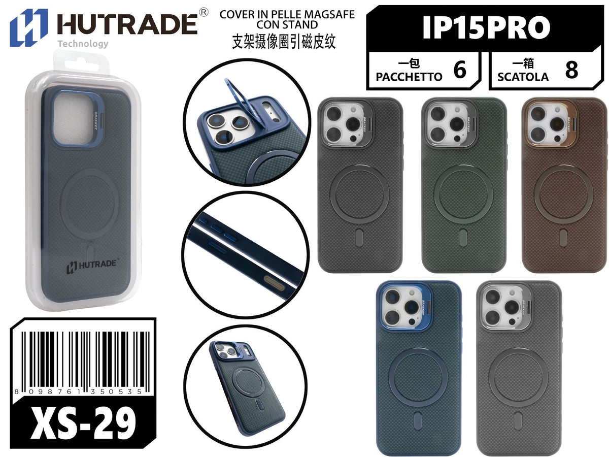 XS-29 COVER IN PELLE MAGSAFE CON STAND IP15 PRO