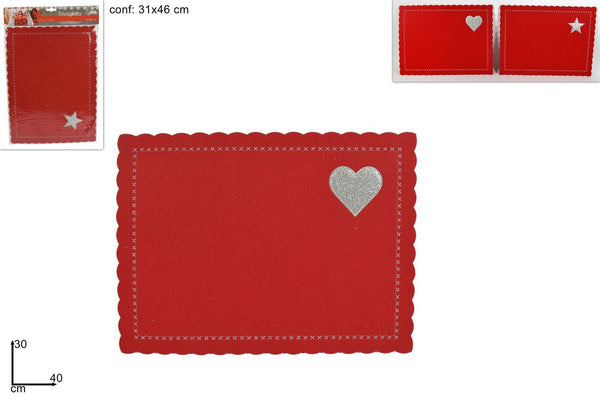Tovaglietta feltro 40 × 30rossa decor silver 2ass gld-20935/36-40/rs