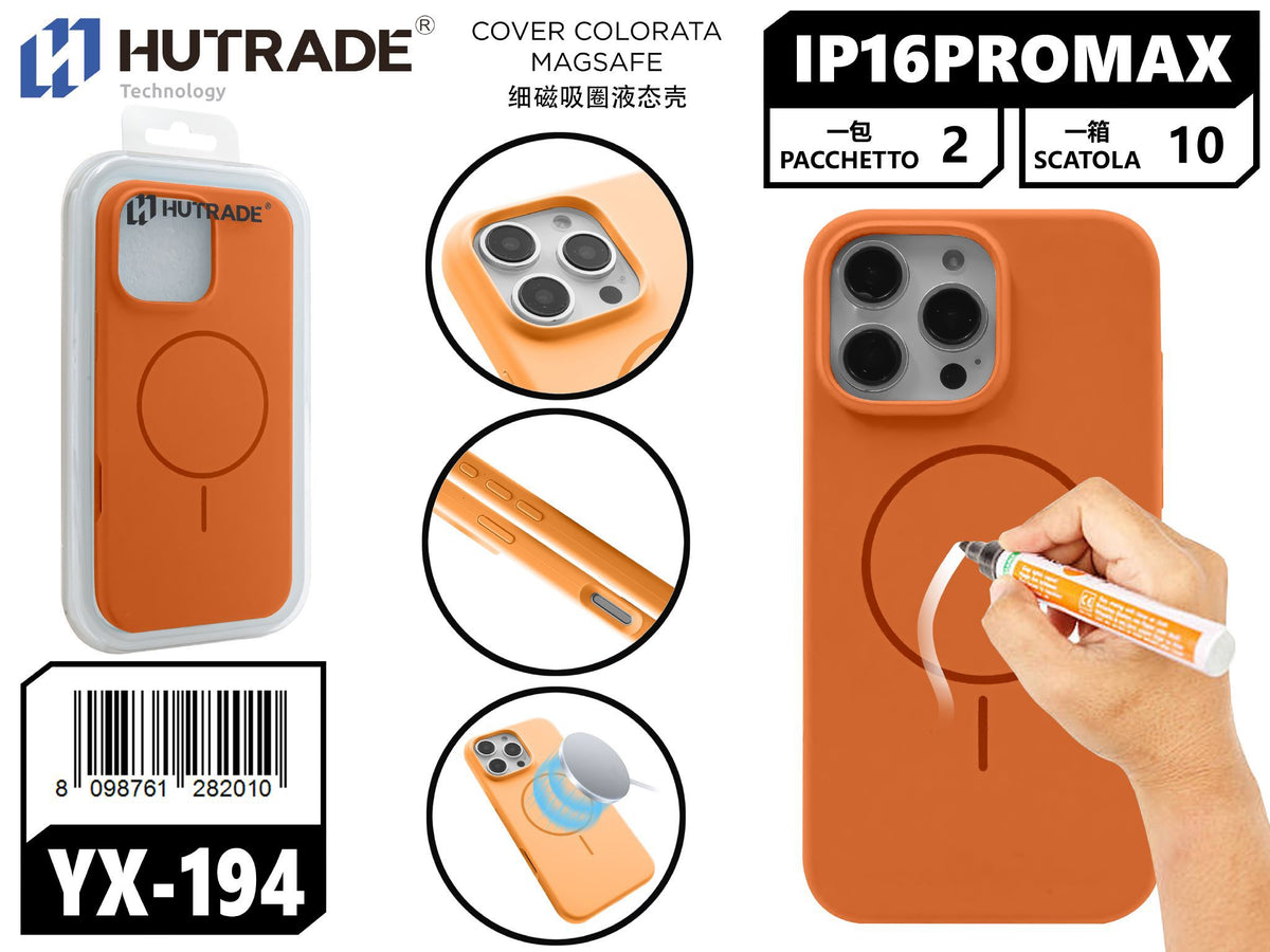 YX-194 COVER COLORATA MAGSAFE IP16 PRO MAX ARANCIONE