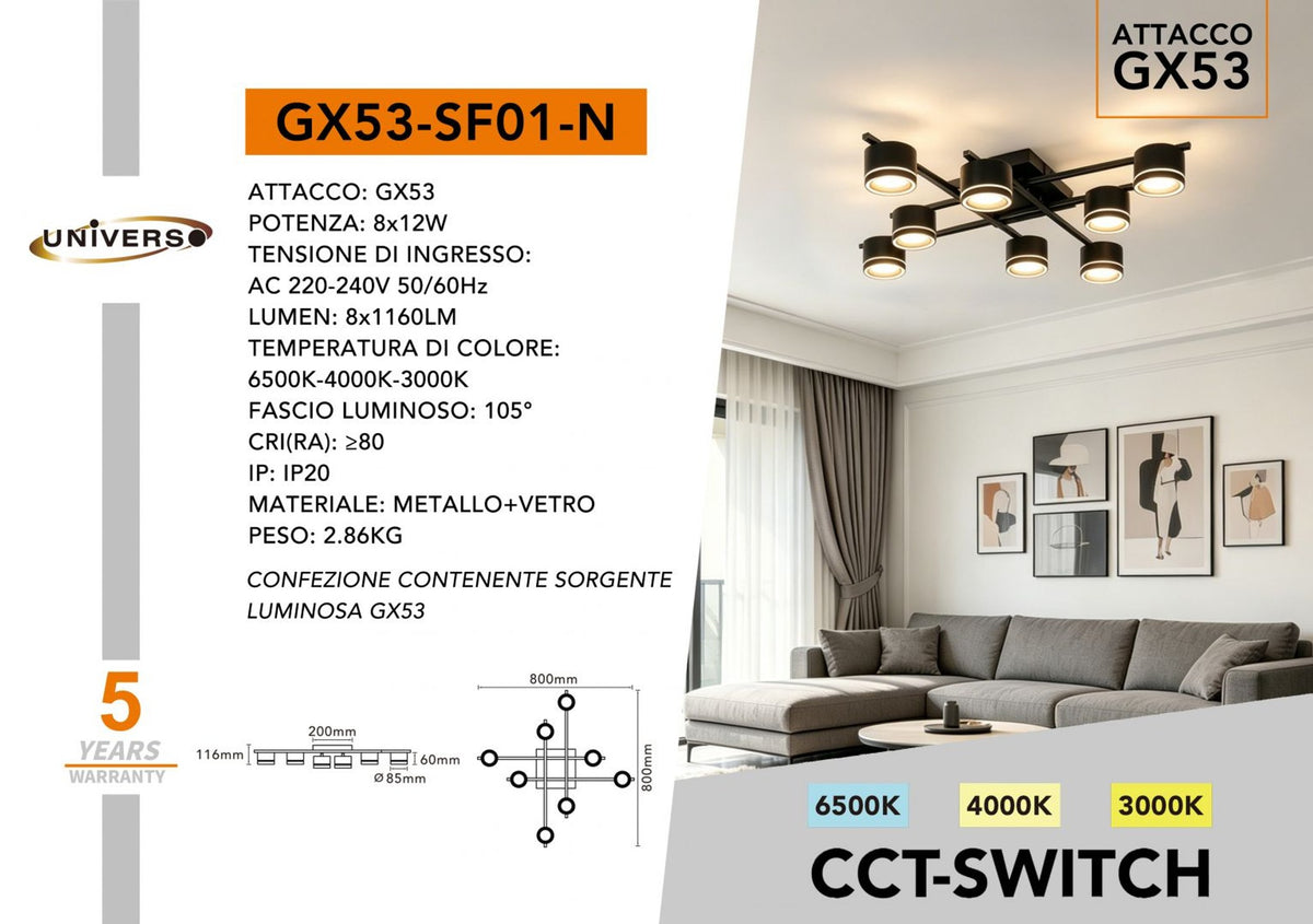 Lampadario Da Soffitto Universo – GX53-SF01-N