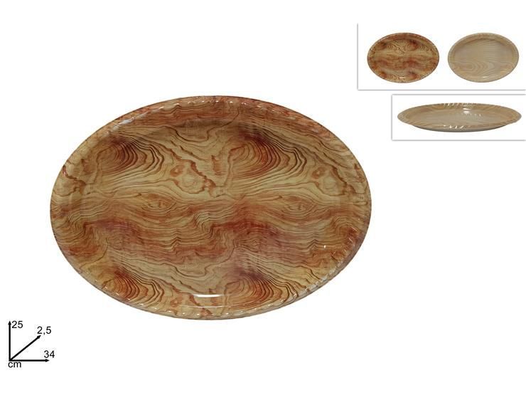 VASSOIO OVALE FANTASIA LEGNO 34 × 25 cm 2COLORI HX-3622/WD