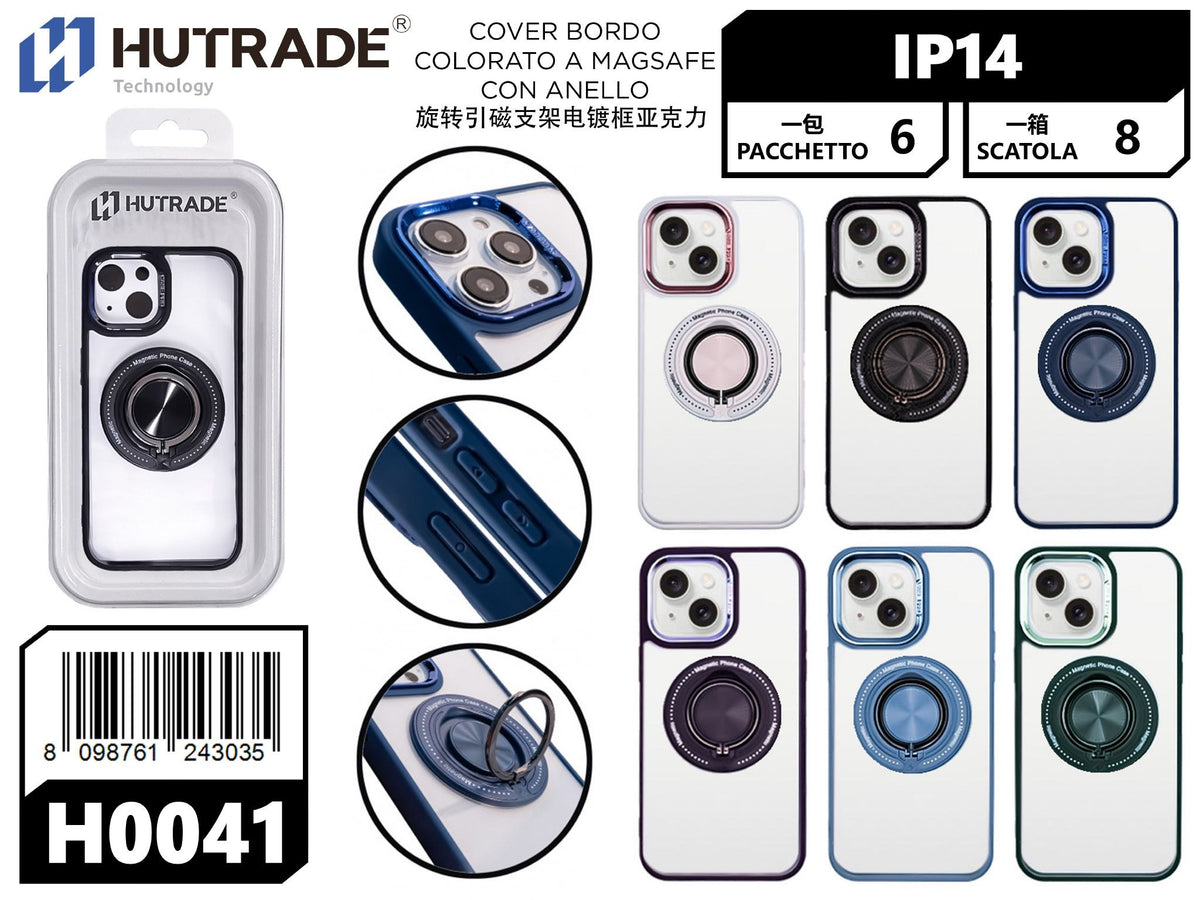 H0041 COVER BORDO COLORATO A MAGSAFE CON ANELLO IP14