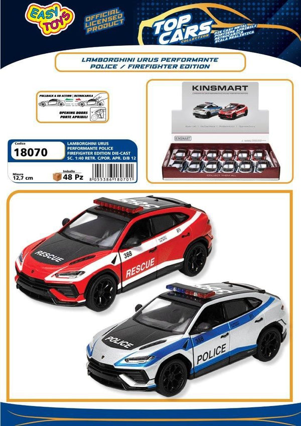 Modellino Lamborghini Urus Performante Polizia e Pompieri, 1:40