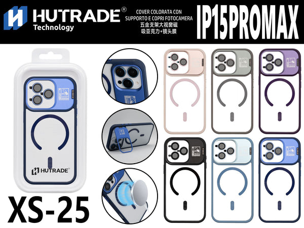 XS-25 COVER TRASPARENTE BORDO COLORATA MAGSAFE CON SUPPORTO IP15 PRO MAX