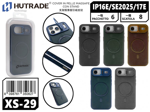 XS-29 COVER IN PELLE MAGSAFE CON STAND IP16E/SE 2025/17E