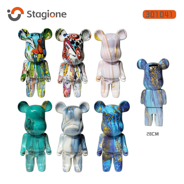 Soprammobile orso con decorazioni multicolore