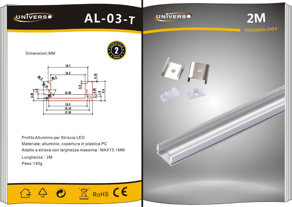 Profilo per strisce LED – AL-03T
