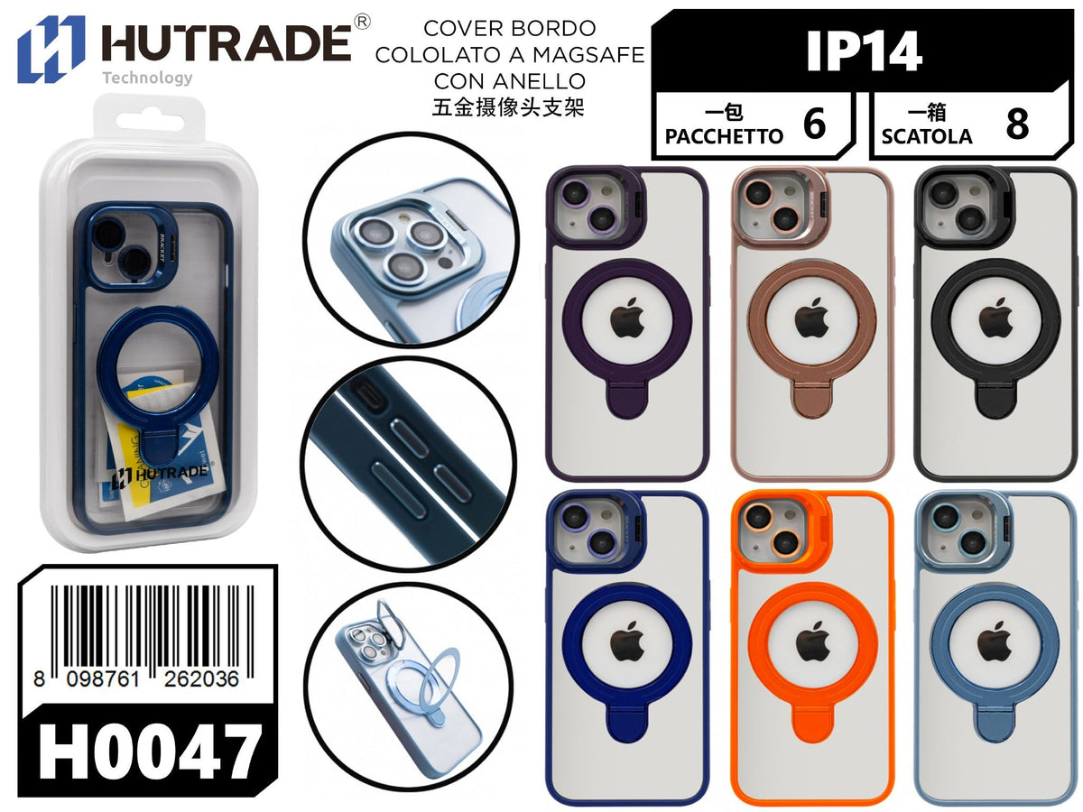 H0047 COVER BORDO COLORATO A MAGSAFE CON ANELLO IP14
