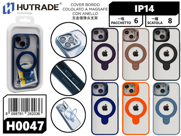 H0047 COVER BORDO COLORATO A MAGSAFE CON ANELLO IP14