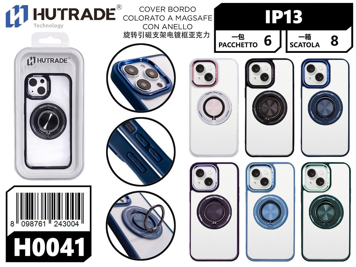 H0041 COVER BORDO COLORATO A MAGSAFE CON ANELLO IP13