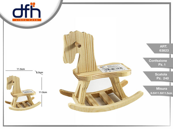 Cavallino a dondolo decorativo in legno