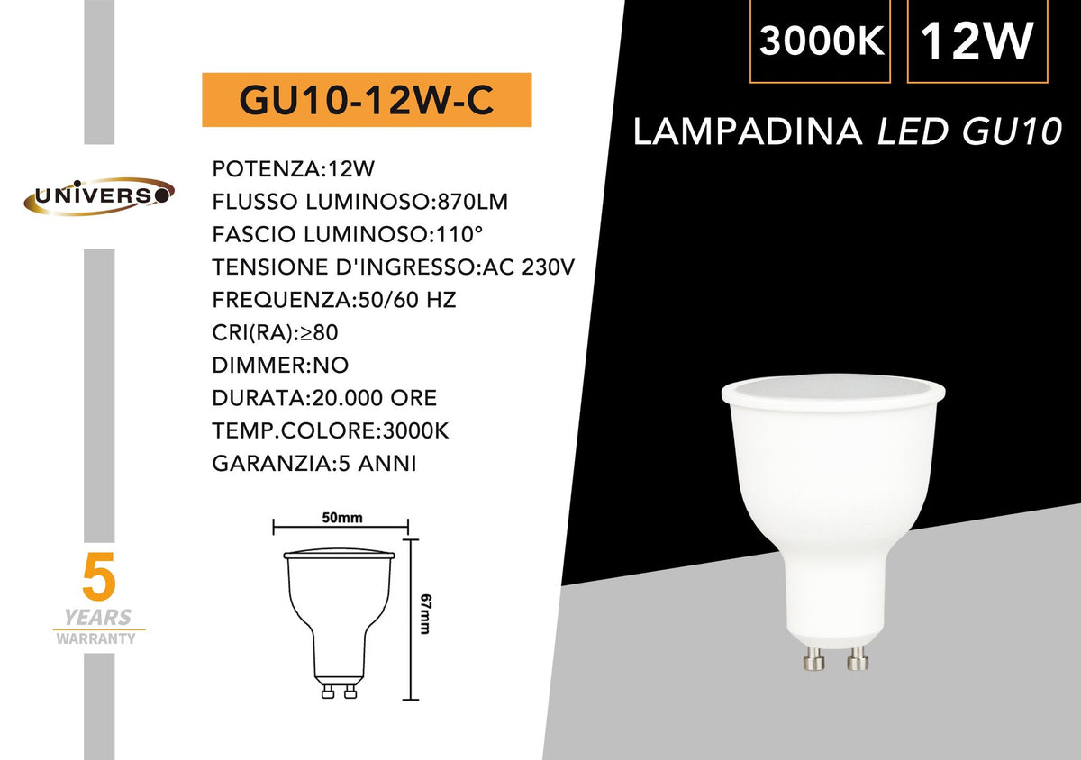 Lampadina Universo – GU10-12W-C