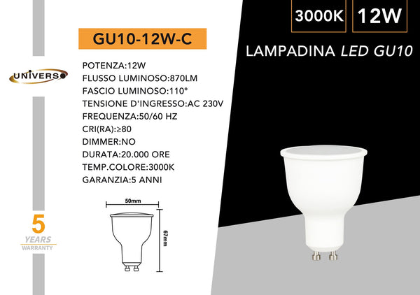 Lampadina Universo – GU10-12W-C