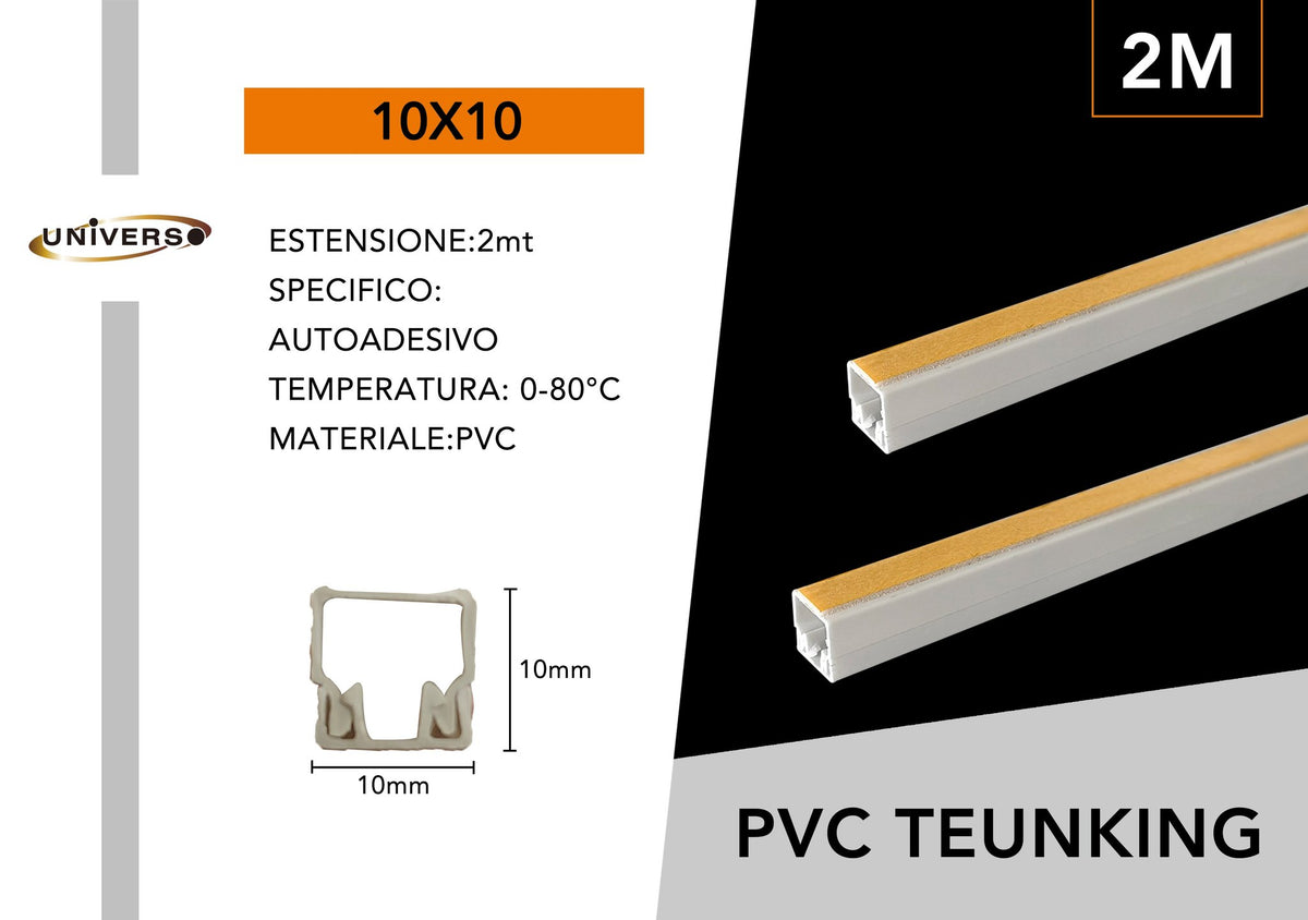 Canalina portacavi in PVC – 10X10 / 16X16