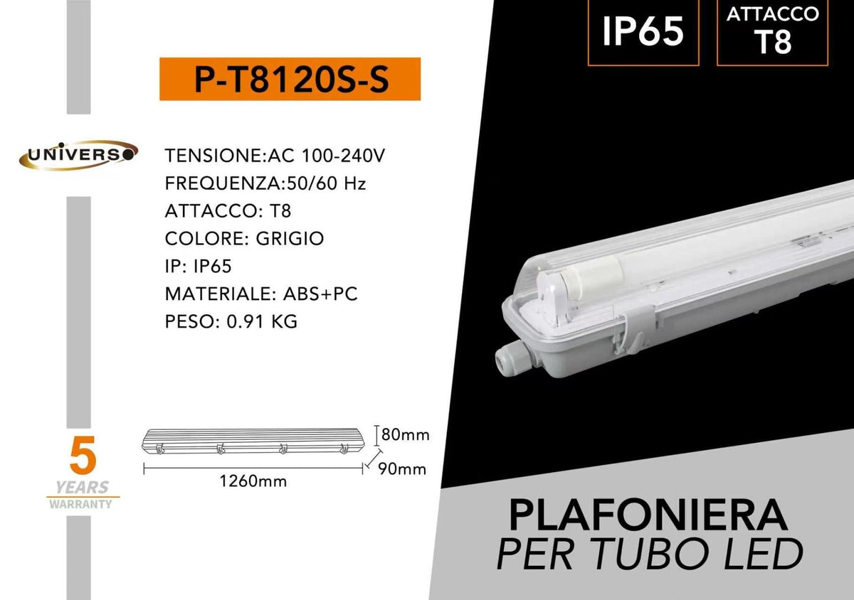 Plafoniera per tubo T8 – T8-120SS