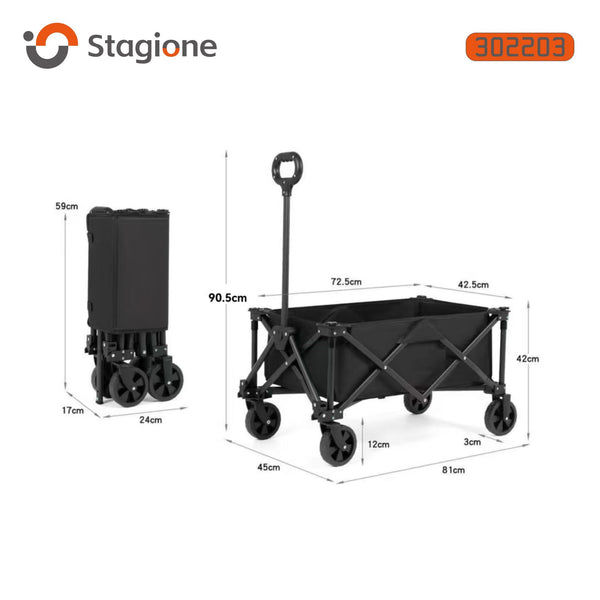 Carrello da campeggio pieghevole compatto nero