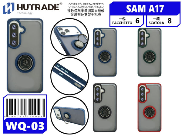 WQ-03 COVER COLORATA EFFETTO OPACA CON STAND ANELLO SAM A17/A18